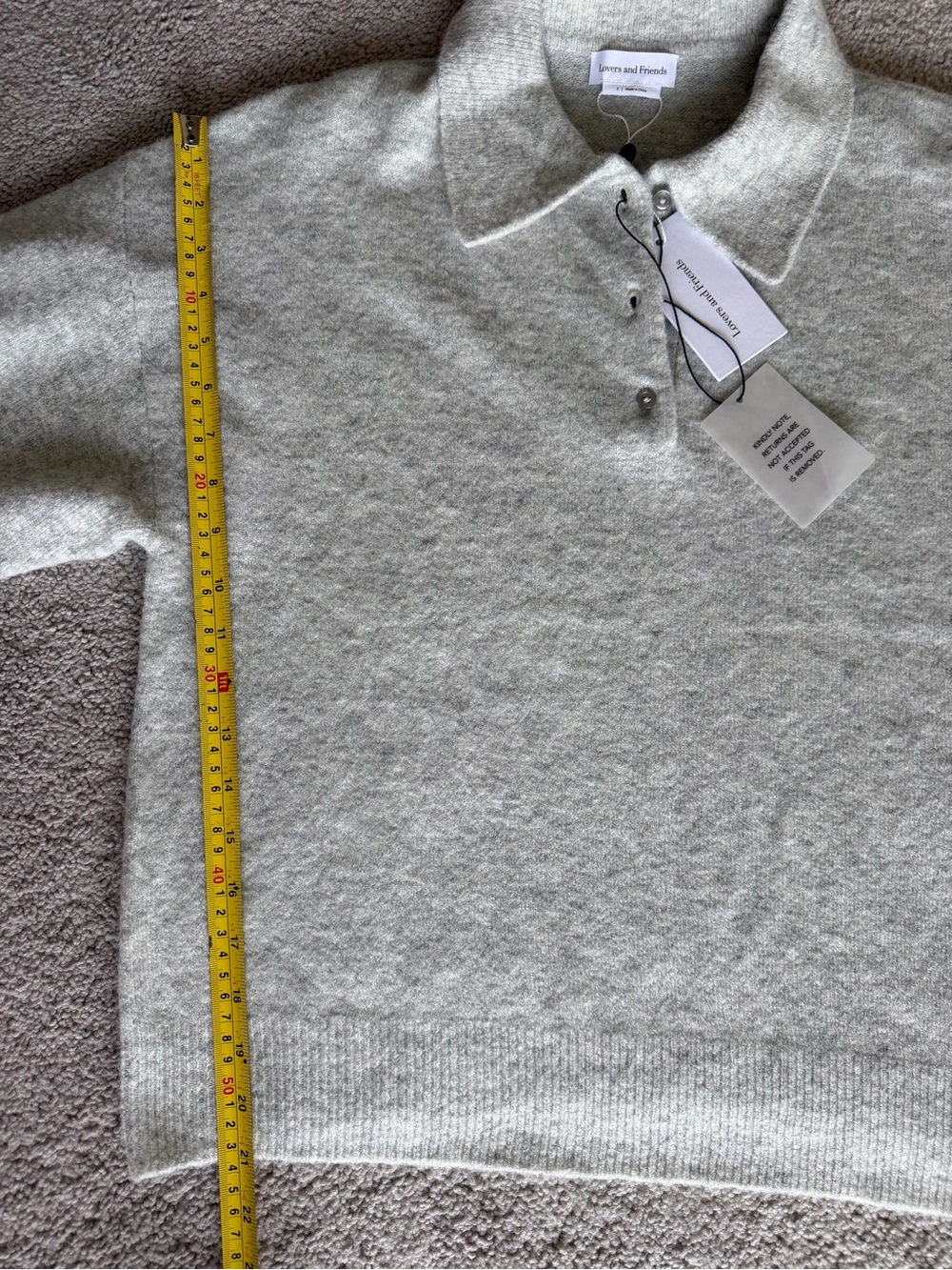 NWT Lovers and Friends Ivy Polo Sweater Light Grey S Soft Collared Revolve - Picture 9 of 12